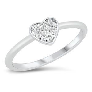 Diamond CZ Heart Shaped Promise Ring Set in Genuine 925 Sterling Silver
